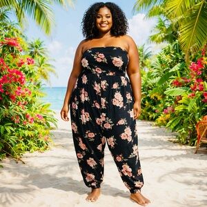 Target Black Floral Jumpsuit 3X